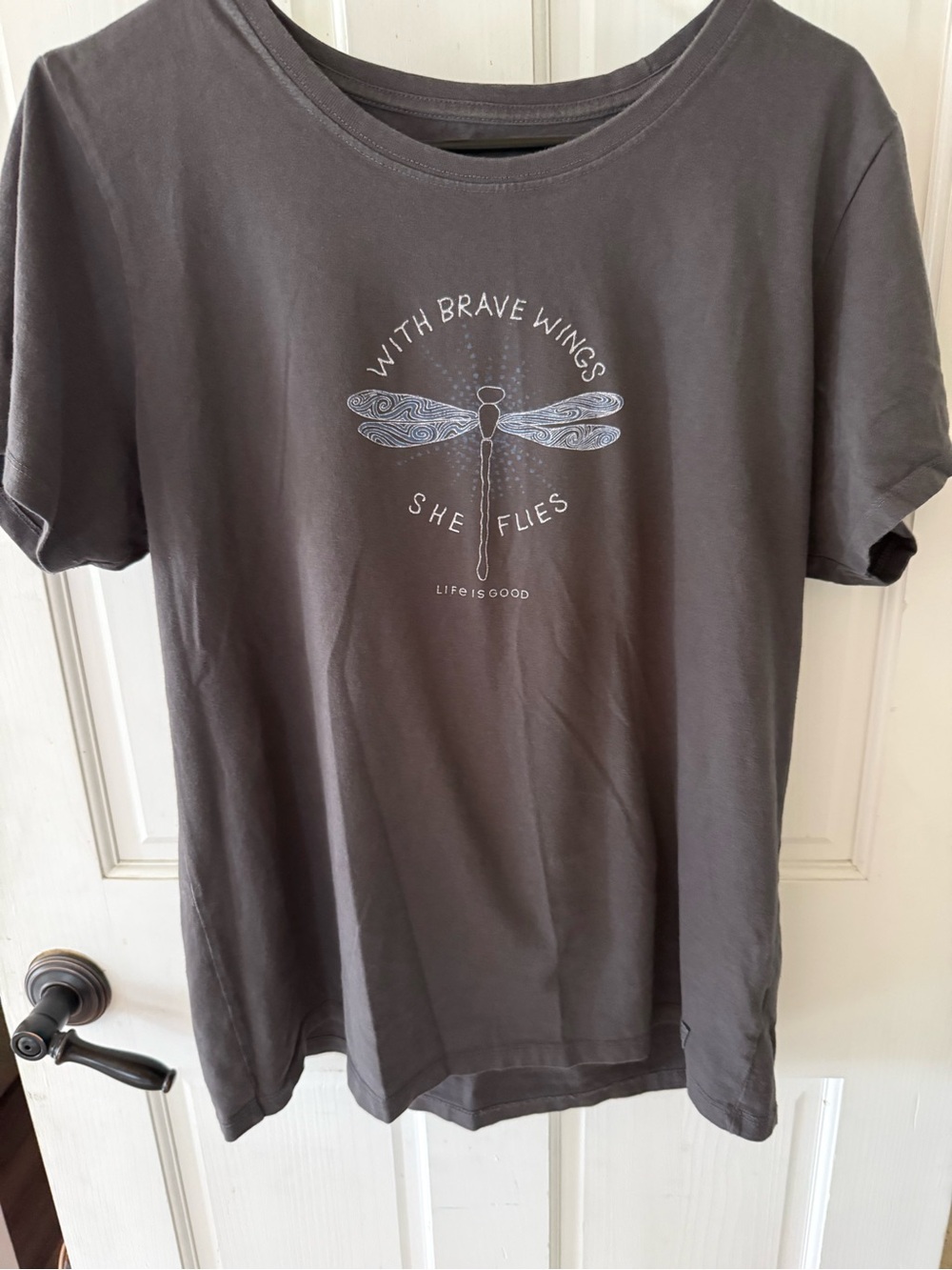 Life Is Good Gray Dragonfly Graphic Short Sleeve Tee